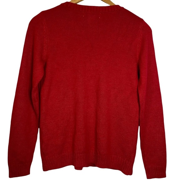 Karen Scott Red Knit Sweater Snowman Snowflake Embellishment Small S - Picture 2 of 13